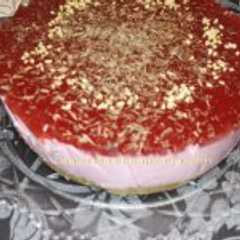 Una foto de Cheesecake de frambuesas sin horno