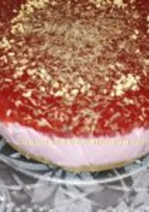 Una foto de Cheesecake de frambuesas sin horno
