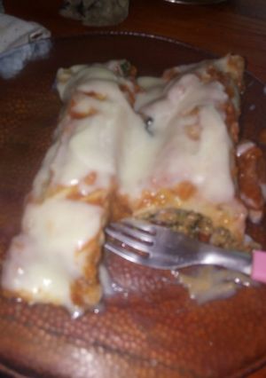 Una foto de Canelones de carne y espinaca