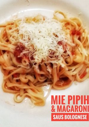 Foto resep 11. Mie Pipih & Macaroni Saus Bolognese
