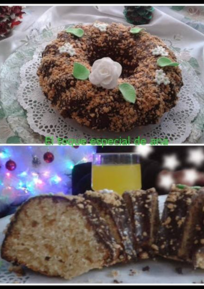 Una foto de Rosco de turrón con cobertura de chocolate