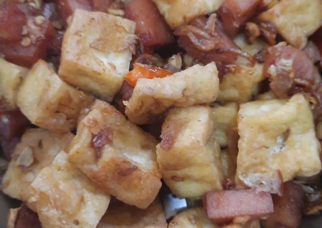 Oseng tahu ham (non halal) / sosis