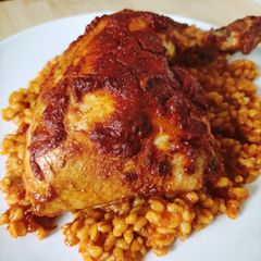 A picture of Chicken Hip with Hot Sauce in the Oven.