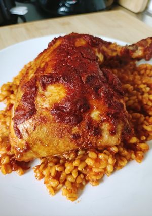 A picture of Chicken Hip with Hot Sauce in the Oven.