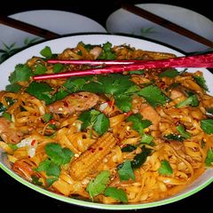 A picture of Mike's Pan Fried Pork Yakisoba .