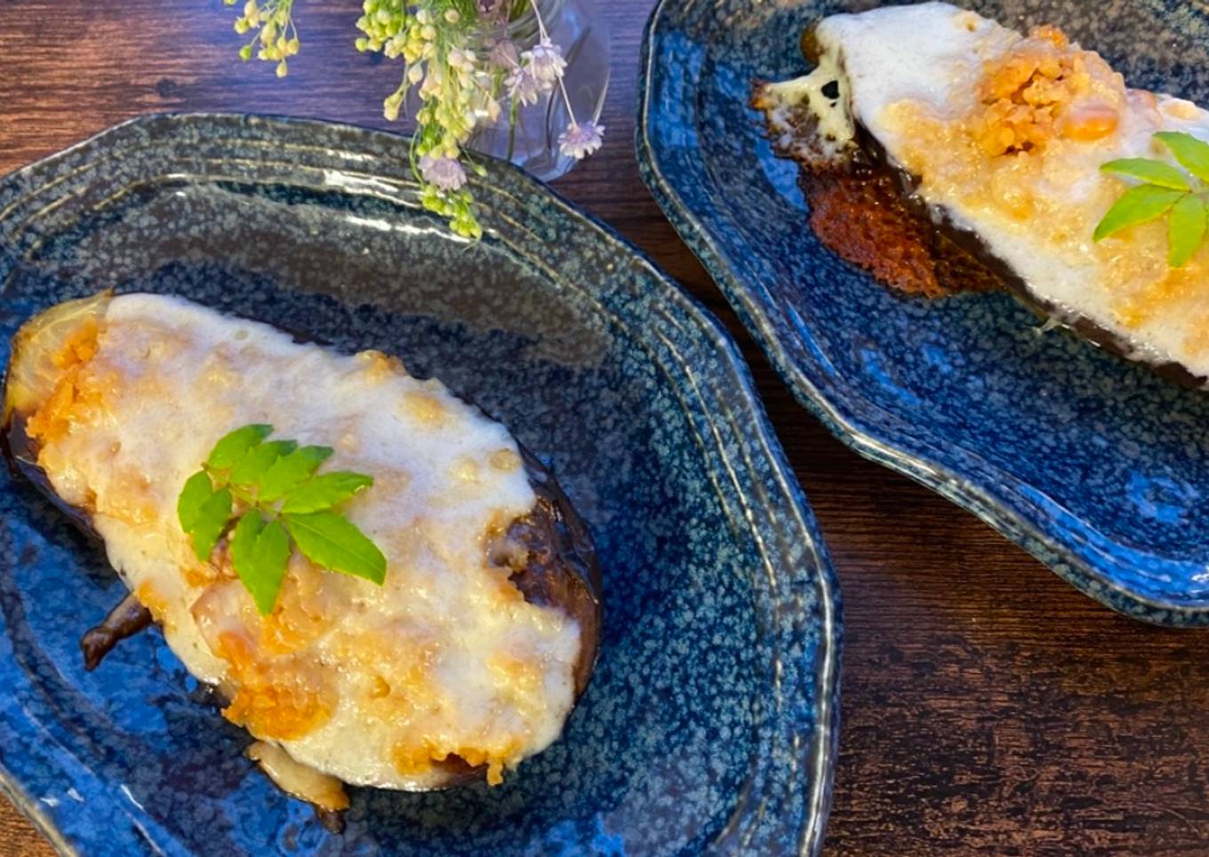 Roasted Eggplant with Miso and Cheese