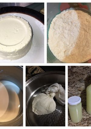 Una foto de Requesón Casero sin cultivos y suero de leche