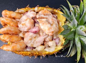 Hình của món Tôm sốt trái thơm (dứa).