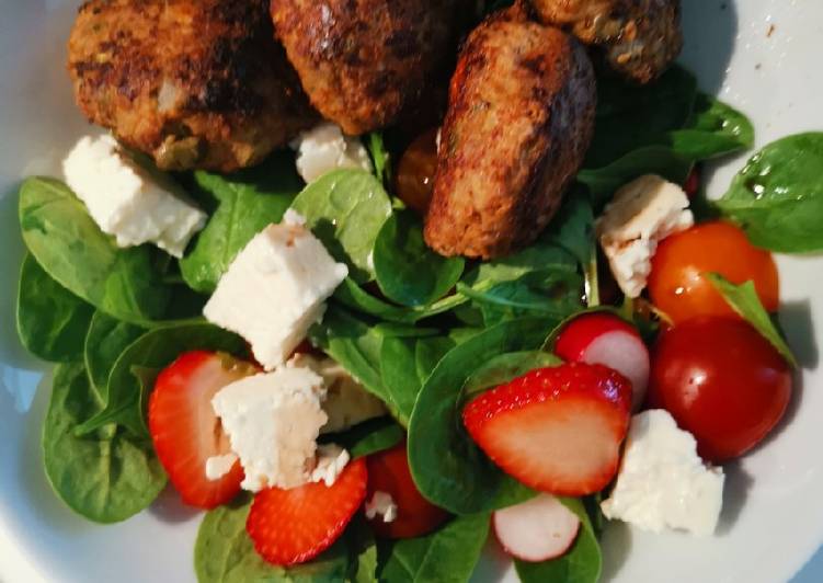 Steps to Make Speedy Meatballs with feta and olives
