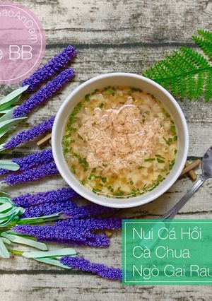 Hình của món Ăn Dặm - Nui Cá Hồi Cà Chua Rau Quế.