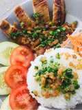 Vegetarian Broken Rice with Grilled Vegan Ribs