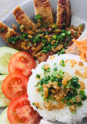 Hình của món Cơm tấm sườn chay.