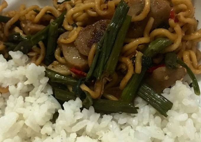 Mie goreng masak kangkung no MSG