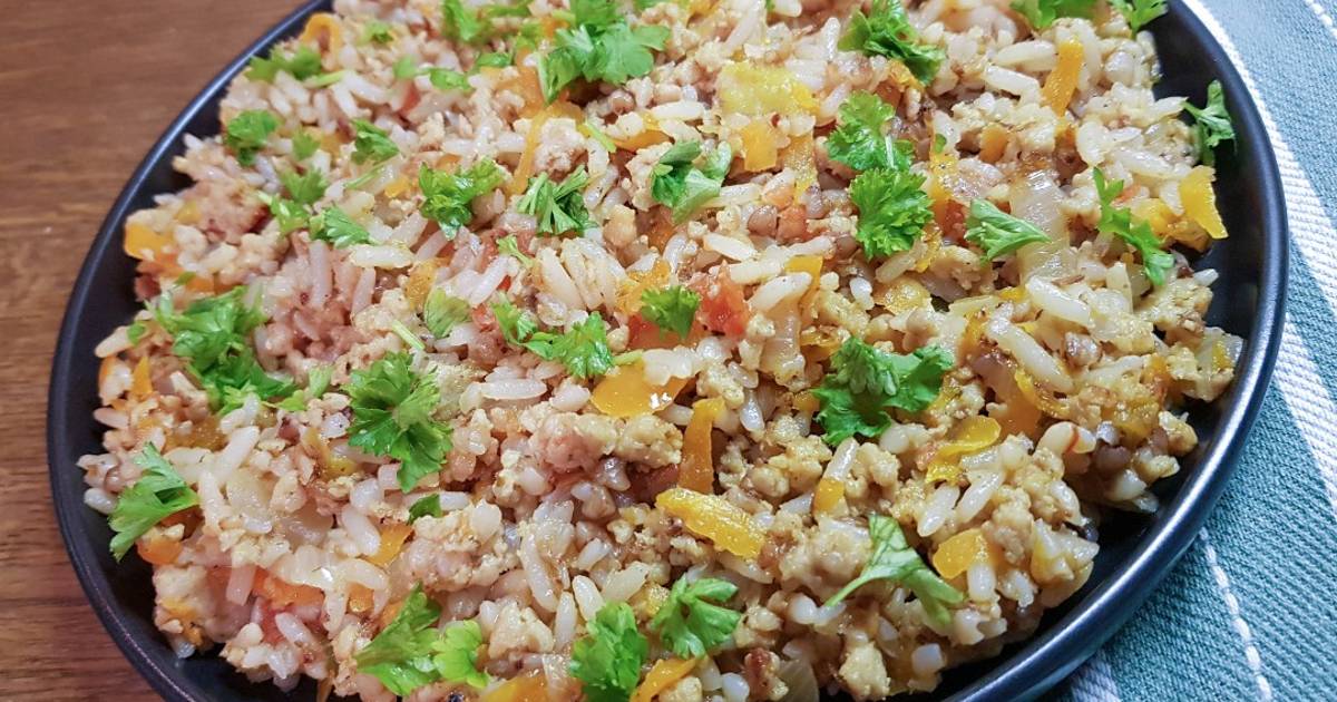 Рис с фаршем на сковороде рецепт с фото пошагово в домашних
