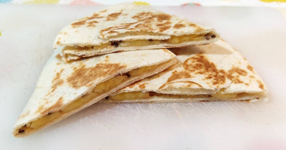 Tortilla de trigo de plátano y crema de cacahuate Receta de Dores Rial Cookpad