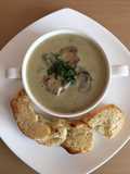 Mushroom Soup with Garlic Bread