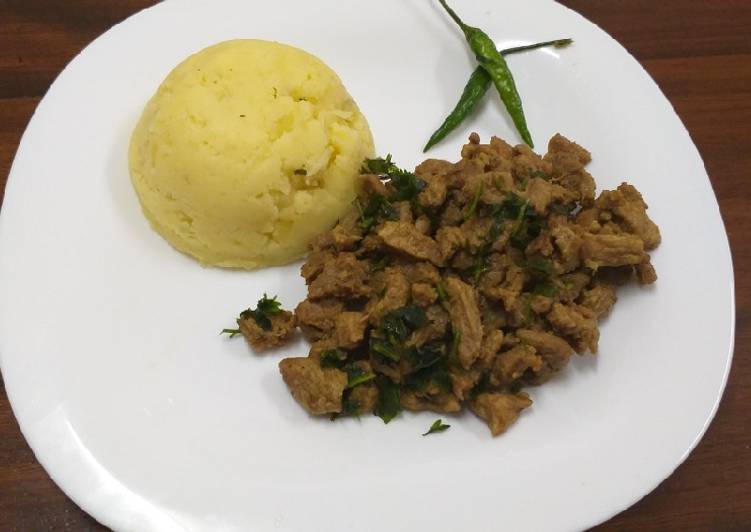 Mash Potatoes with Mutton wet fry#potatoes+3Challenge