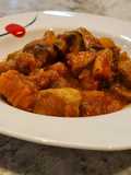 Estofado de pollo con boniato y shiitake