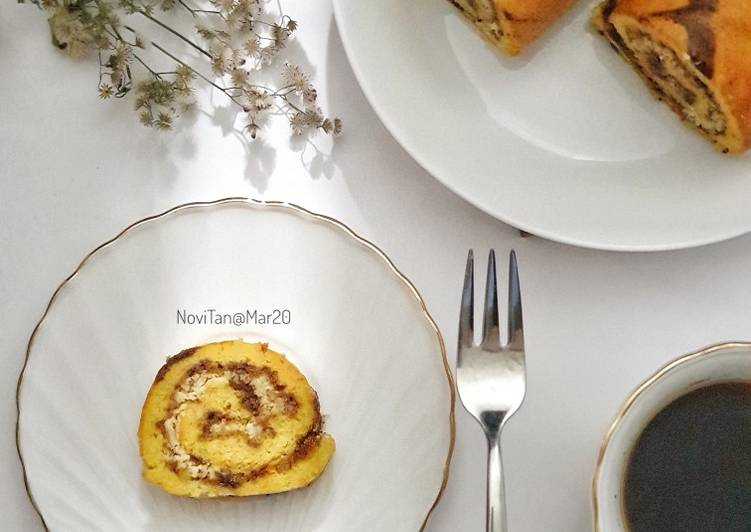 97. Swiss Roll Choco Cheese Filling / Kue Gulung Isi Coklat Keju