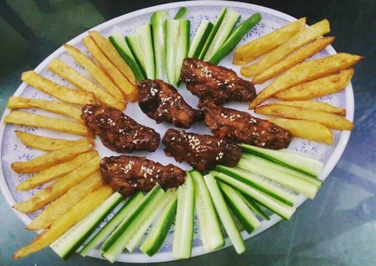 Recipe of Super Quick Homemade Honey BBQ friend chicken wings