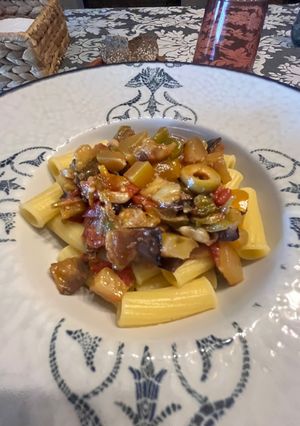 Foto principal de Caponata Siciliana con Tortiglioni, adaptada para dieta Sibo !!!