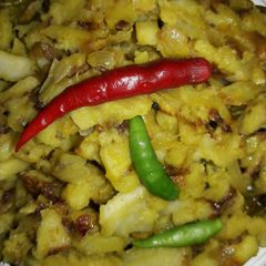 A picture of Arbi onion stir fry.
