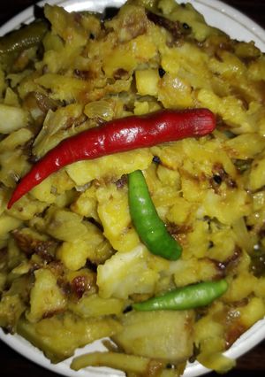 A picture of Arbi onion stir fry.