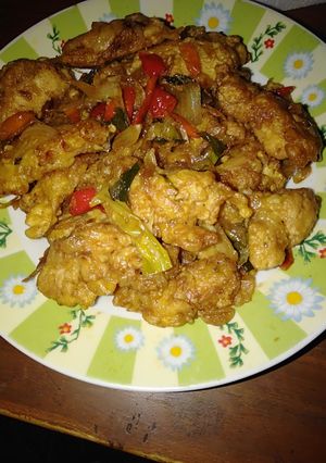 Foto resep Ayam dada kripsi caus tiram pedas
