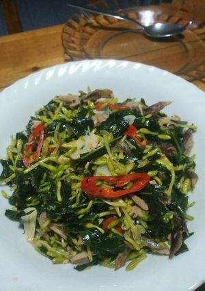 Foto resep Tumis kembang pepaya pahit dgn cakalang fufu