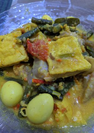 Foto resep Lontong + Lodeh kuning telur puyuh