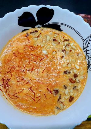 A picture of Creamy Carrot Pudding / Kheer.