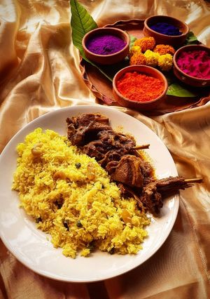 মিষ্টি বাসন্তী পোলাও(mishti basonti pulao recipe in Bengali) রেসিপির প্রধান ছবি