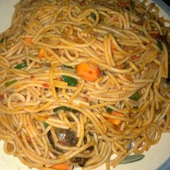 A picture of Jollof spaghetti.