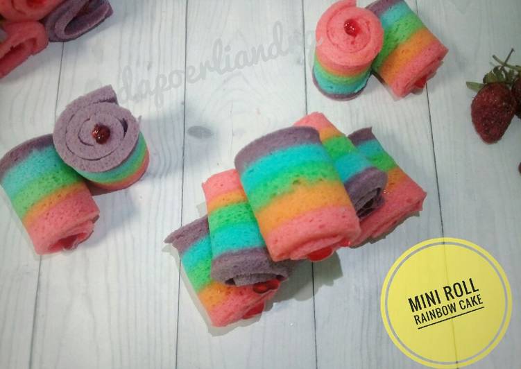 Resep Mini roll rainbow cake putih telur #tantanganakhirtahun Anti Gagal