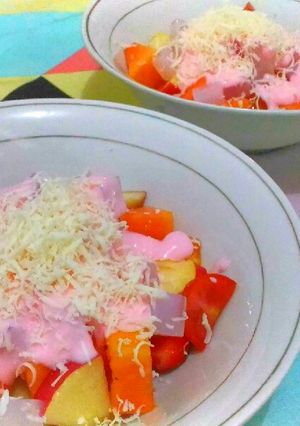 Foto resep Salad Buah Dressing Yougurt Coco Lemon