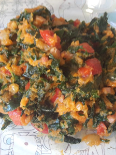 Una foto de Puré de boniato (batata) con kale