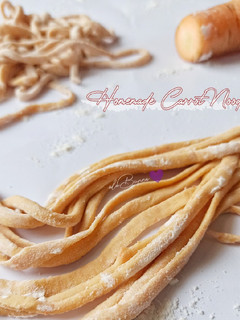 Foto resep 368. Homemade Carrot Noodles (Eggless & Giling Manual)