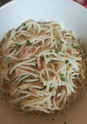Foto resep Spageti Tuna Bayam Aglio Olio