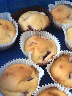 A picture of Strawberry and white chocolate muffins.