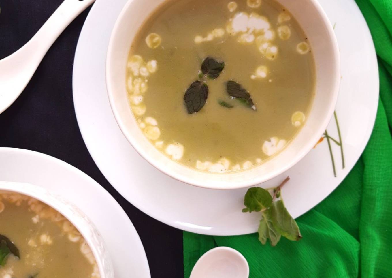 Matar mint soup green pea soup