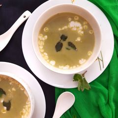 A picture of Matar  mint soup green pea soup.