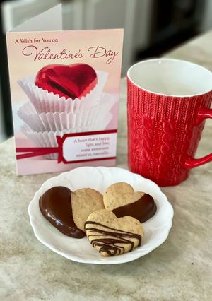 A picture of Macadamia and Pecan Sandies (Valentine’s Cut-Out Cookies) 💕.