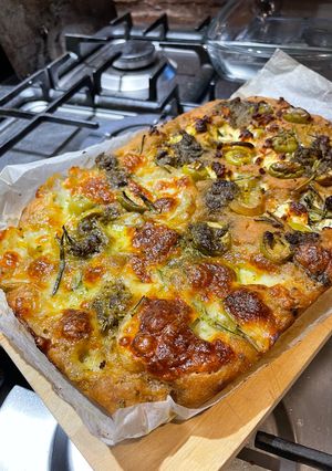 A picture of Lemon and Olive Focaccia Pizza.