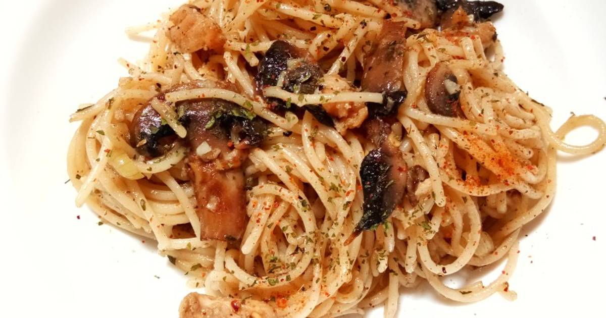 Resep Spaghetti Tuna Jamur Aglio e Olio oleh Riska Lestari Cookpad