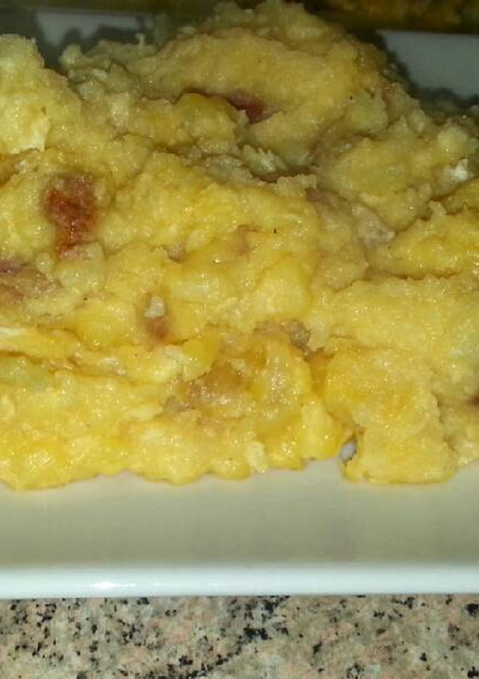 Una foto de Puré de patatas tres delicias