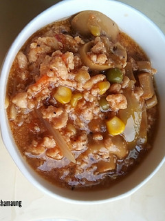 A picture of Minced Chicken Pasta Stew (slow cooker).