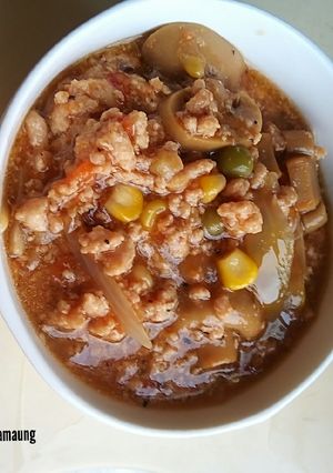 A picture of Minced Chicken Pasta Stew (slow cooker).