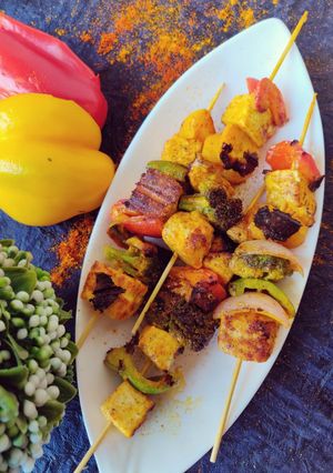A picture of Grilled veggie panner tikka :.