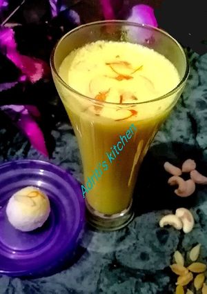 A picture of Kesher badam milk.
