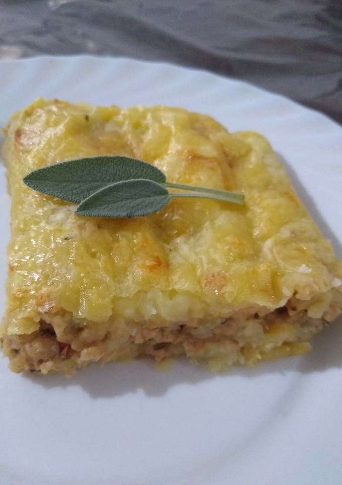 Una foto de Pastel de papa vegetariano sin huevo fácil y práctico
